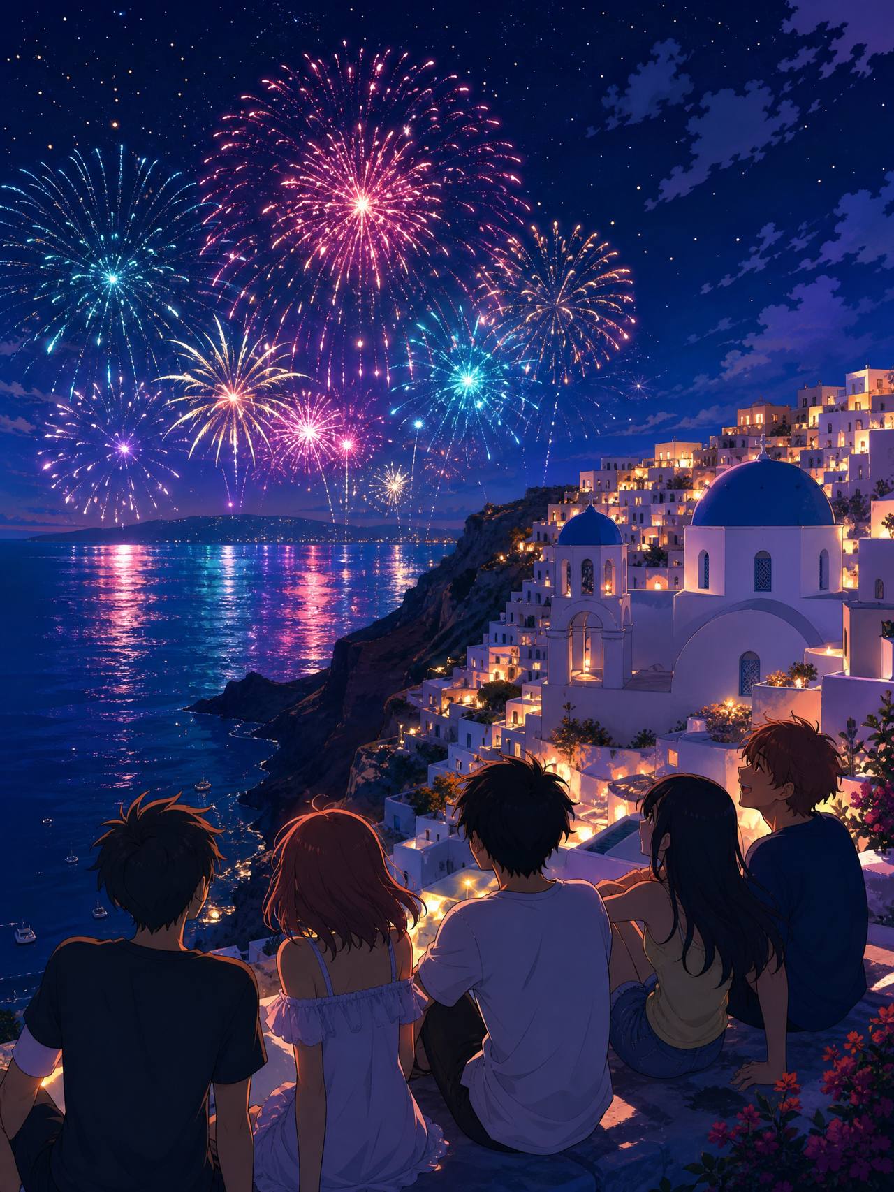 探花教程动漫-烟花之夜AI场景动漫演示